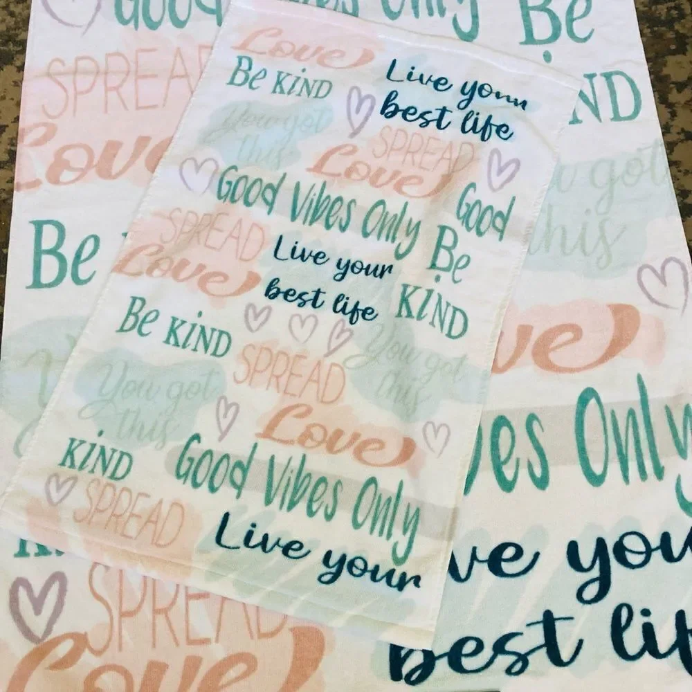 NWT Spa Bath Towels Inspirational Words Set